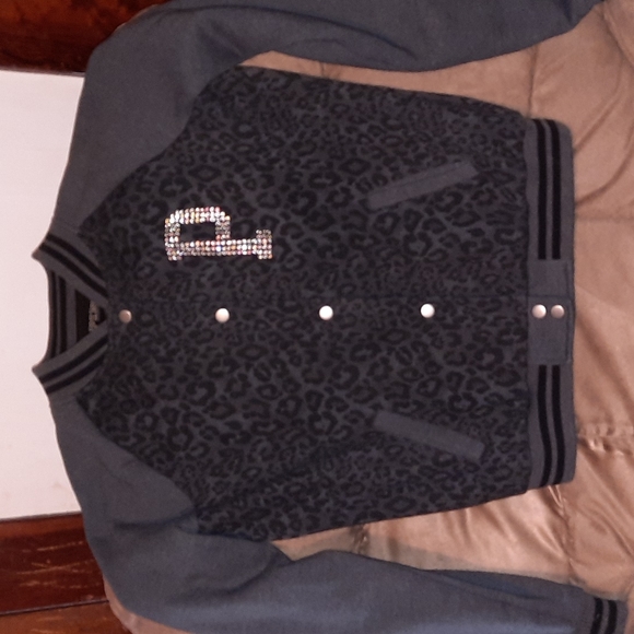 Vintage Victoria's Secret Pink Varsity Cheetah Print Coat with Embellished Bling - Picture 2 of 4